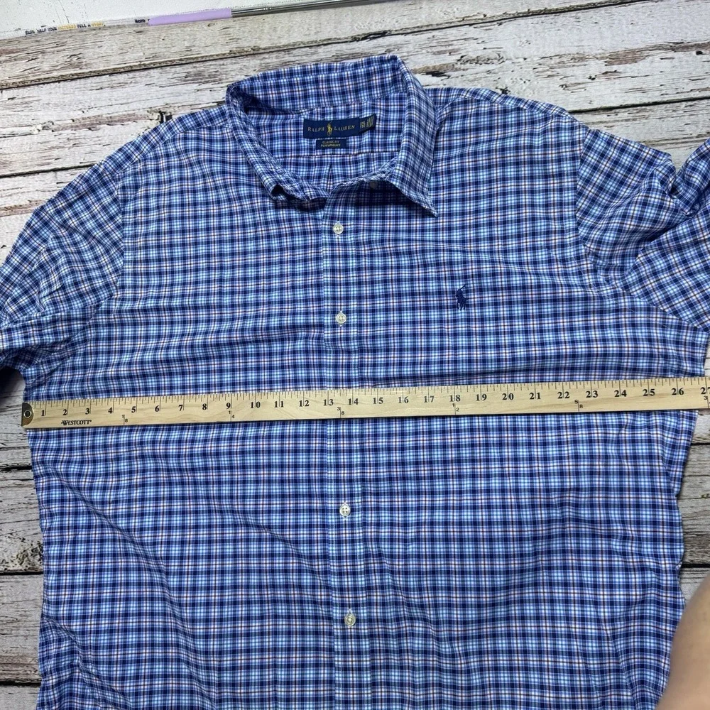 Polo Ralph Lauren Men's XXL Classic Fit Performance Button Down Shirt Blue Check